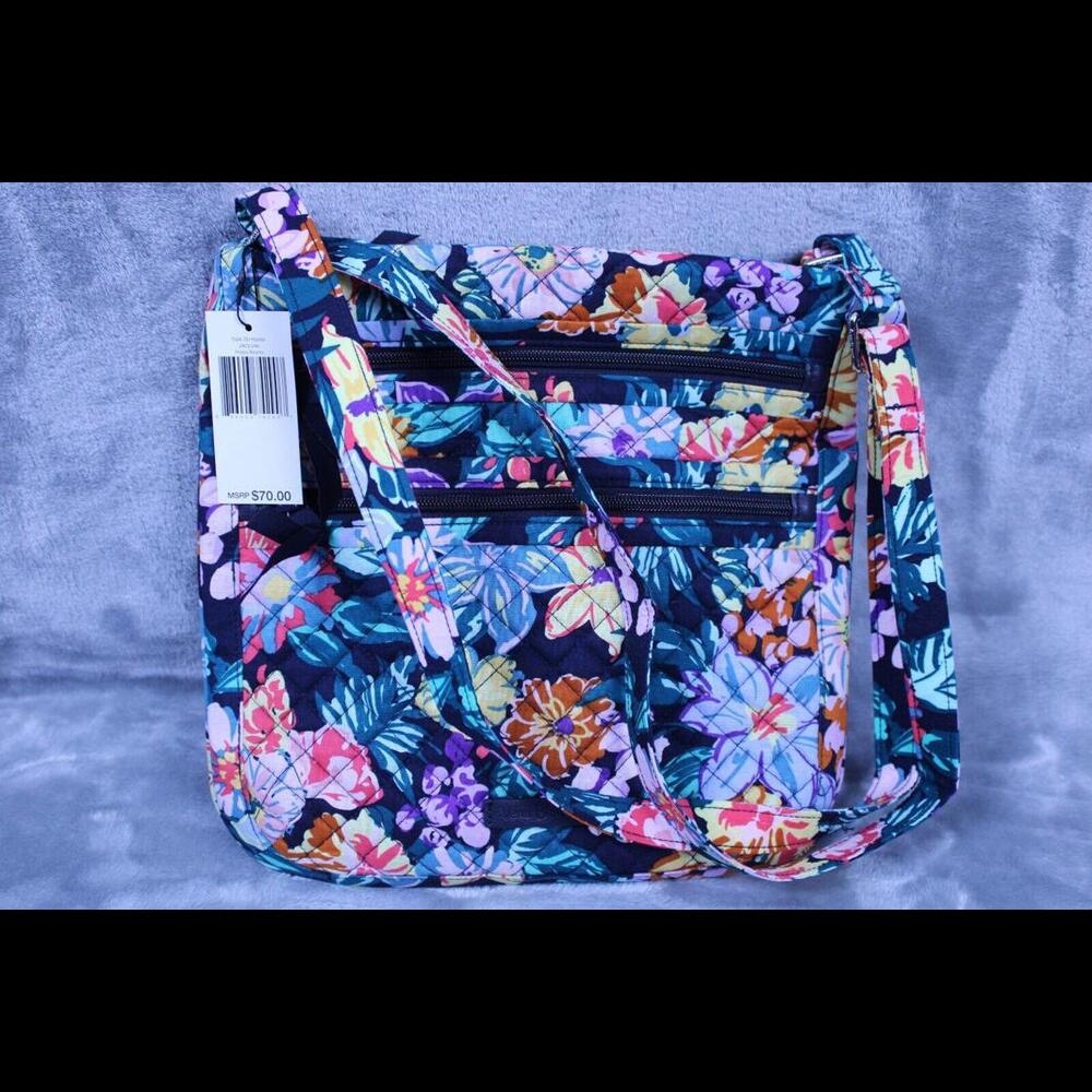 NWT Vera Bradley Happy Blooms Triple Zip Hipster Crossbody shoulder bag purse